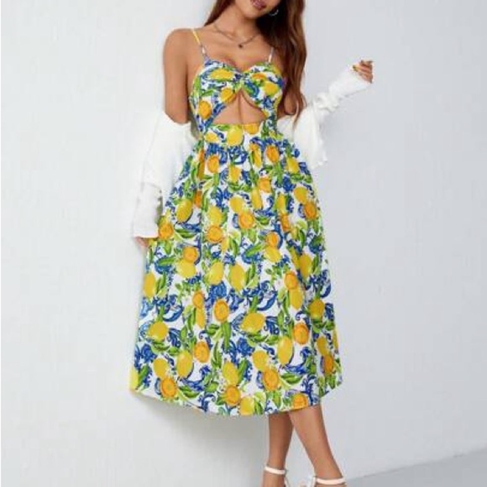 SHEIN Vibrant Floral Midi Dress